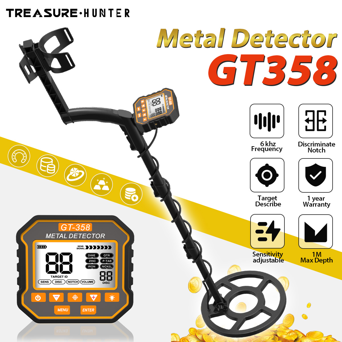 Co Detector Plug - Treasure Hunter Metalldetektor GT358 Unterirdischer Scanner