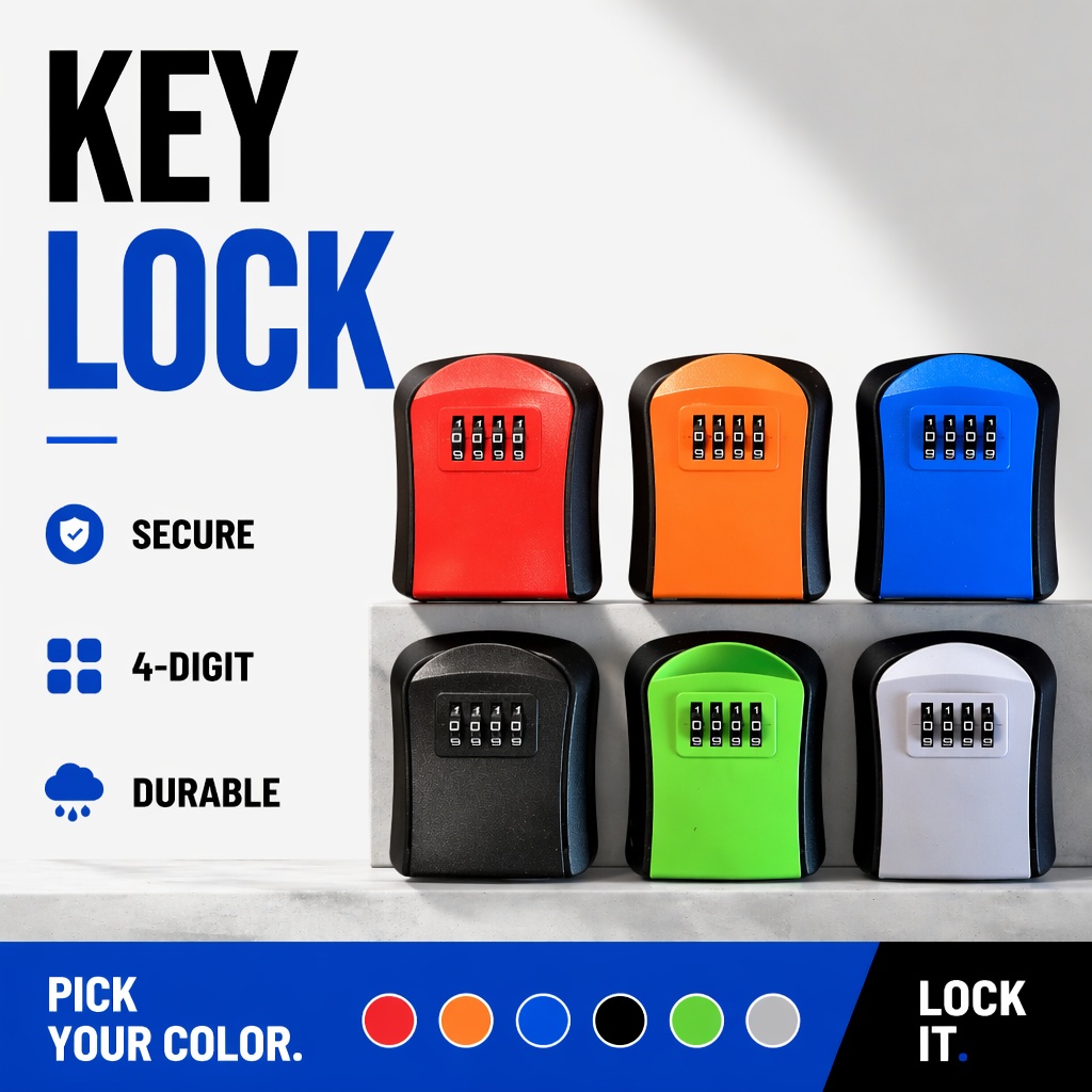 Lockbox Key Secure - Wandmontierte Wasserdichte Schlüsselaufbewahrungsbox, Verstärktes ABS, Diebstahlsicher